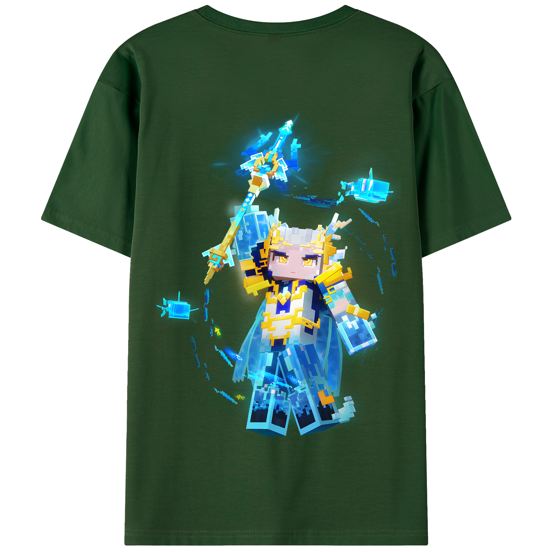 （画像用） マインクラフト ブロックの世界 Minecraft MC Block world 綿100％半袖Tシャツ（背面プリント）